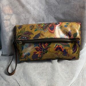 Patricia Nash Valerie Fold-Over Multicolor Floral Leather  Wristlet